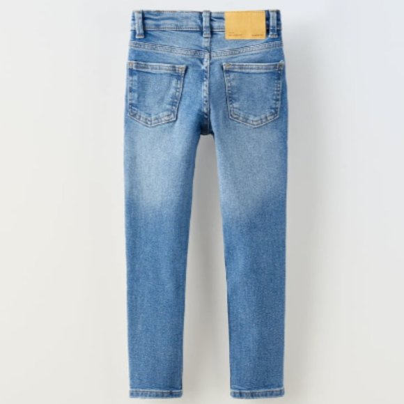 Zara Kids Jeans Mid Rise Skinny Jeans Distressed Dark Wash SZ 4/5 Girls NEW! - Picture 10 of 13
